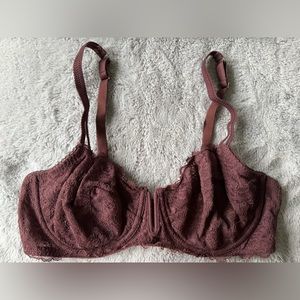Auden Burgundy Balconette Unlined Lace Bra 38C